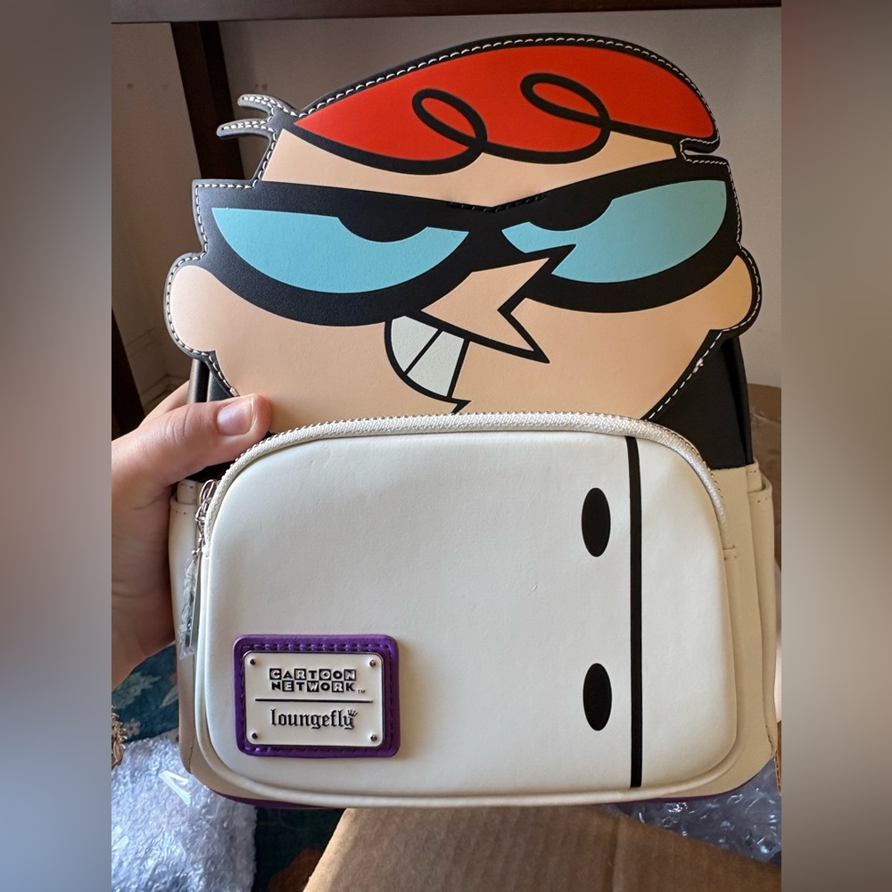 Loungefly Dexter's Laboratory Red Blue Black White Character Mini Backpack